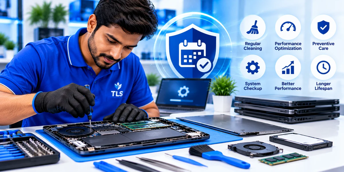 Laptop annual maintenance service in Chennai with technician performing preventive laptop maintenance