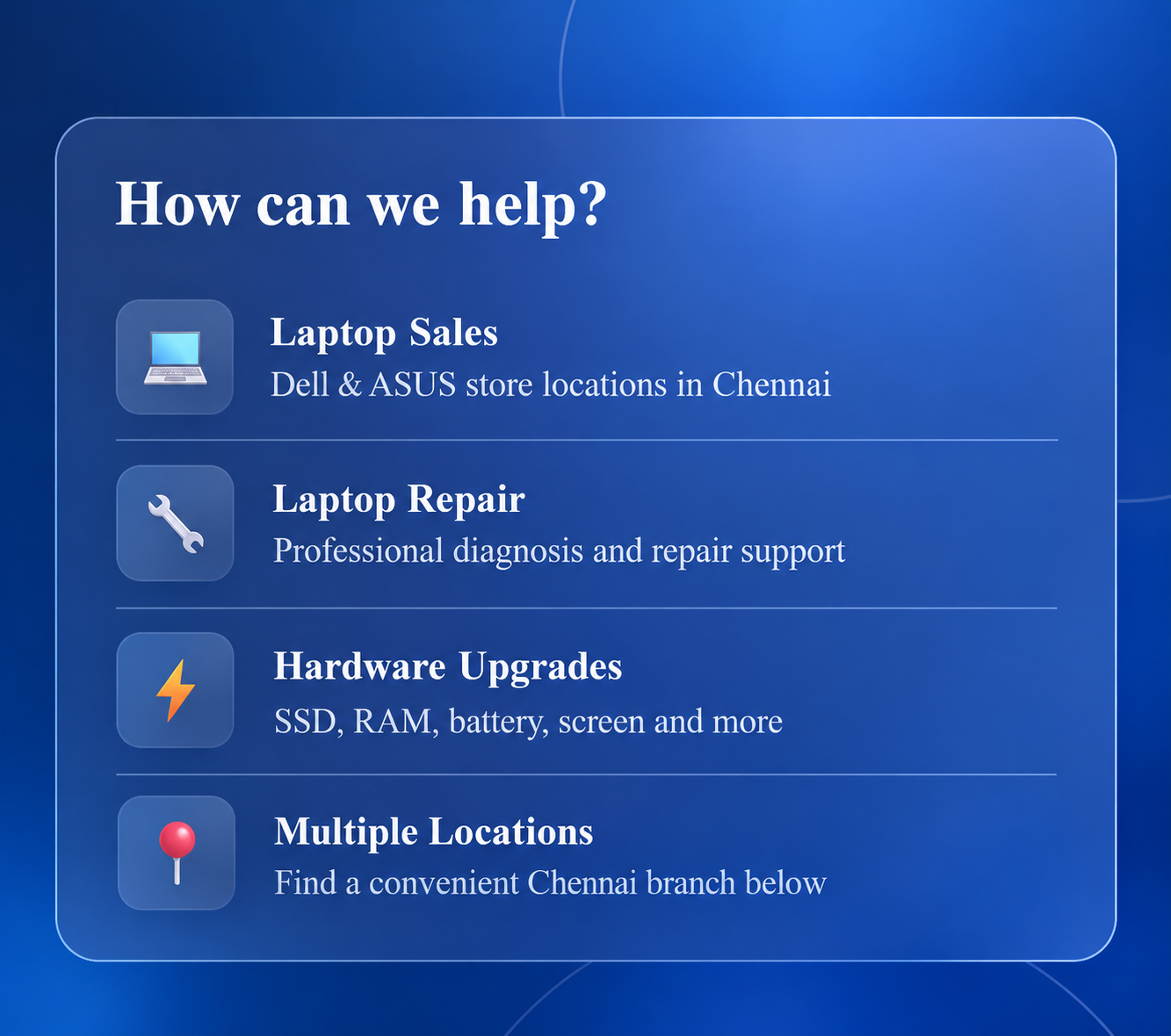 Laptop sales, repair and hardware upgrades in Chennai - The Laptop Shoppee